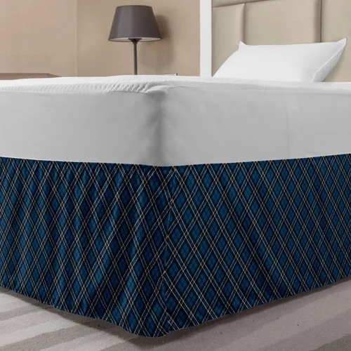 Vista 49 de Lunarable Falda de cama elástica de trébol, tréboles de cultura irlandesa con temática del día de San Patricio, 4 hojas, falda de cama de tela