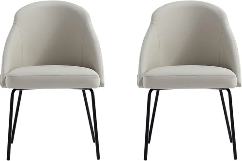 Vista 9 de Manhattan Comfort Gracie - Juego de 1 sillas de comedor modernas de piel sintética, asiento tapizado de piel sintética, patas de acero, espuma