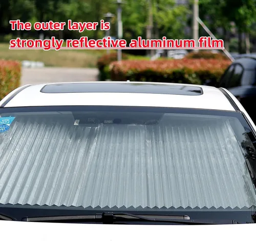 Vista 3 de Ettonsun Parasol retráctil para parabrisas de automóvil, protector de parasol grande que bloquea el 99% de los rayos UV para mantener tu automóvil