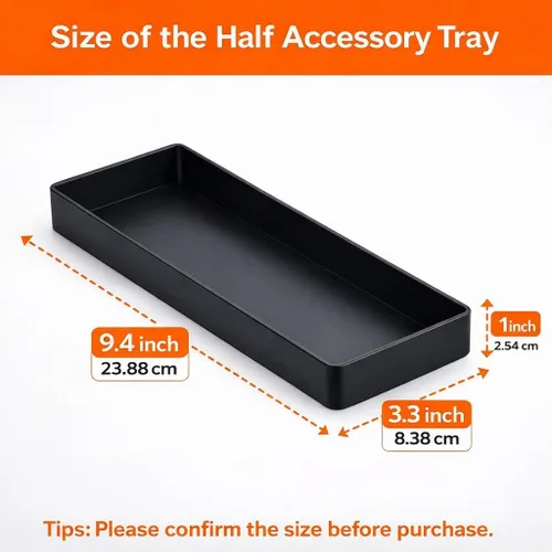 Vista 3 de Amazon Basics Organizador de escritorio rectangular de plástico, bandeja de accesorios de media altura, 9.4" x 3.3" x 1", negro