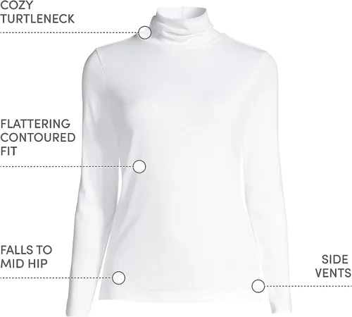 Vista 34 de Lands' End Supima - Suéter de cuello alto y mangas largas para mujer