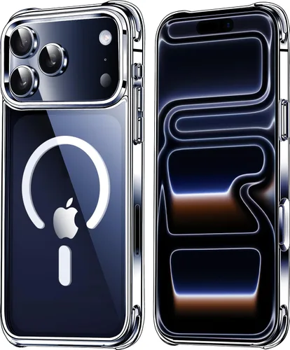 Vista 9 de Mkeke Funda magnética diseñada para iPhone 15 transparente, compatible con Magsafe, [no amarilla] [protección contra caídas de grado militar] fundas