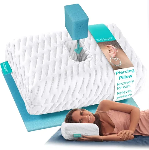 Vista 11 de BLISSBURY Mini Almohada para Oreja Almohada para Perforación de Oreja para Dormir de Lado Almohada CNH Amigable para Viajes con Agujero para Gris