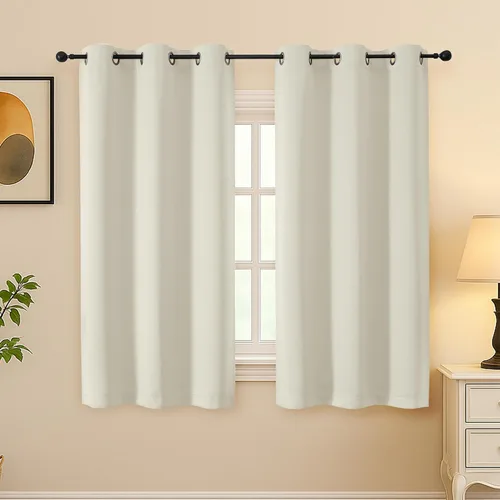 Vista 56 de Simplebrand Juego de 2 paneles de cenefa aguamarina para ventana de cocina de 14 pulgadas de largo, cortinas de oscurecimiento de habitación