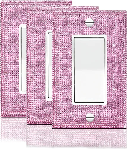 Vista 10 de 1 PC Placa de Pared de Diamantes de Imitación Plateados Brillantes Cubierta de Interruptor de Luz Cubiertas de Interruptor Placas de Pared Diamantes