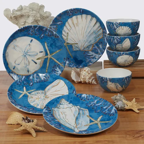 Vista 6 de Certified International Playa Shells - Platos de ensalada/postre de 8.5 pulgadas, tamaño mediano, juego de 4