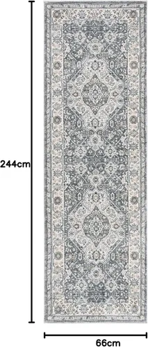 Vista 43 de SAFAVIEH - Colección Isabella, alfombra decorativa - 2'2" x 5', azul y crema, diseño oriental, no desprende pelusa y fácil cuidado, ideal para áreas