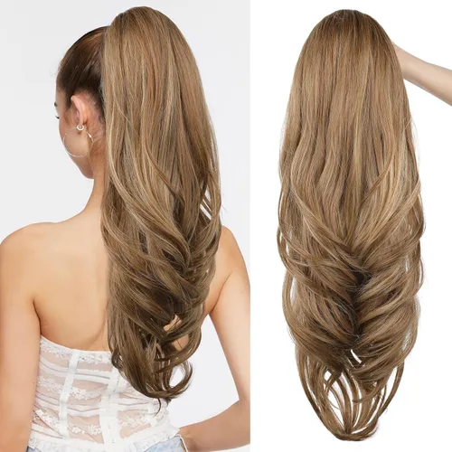 Vista 19 de SEIKEA Extensión versátil de cola de caballo con cordón, 18 pulgadas de largo, ondulado, con clip de varias capas, extensiones de cabello de cola
