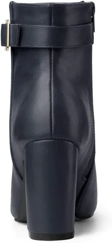 Vista 3 de Allegra K Botines de tacón decorativo con hebilla en punta para mujer