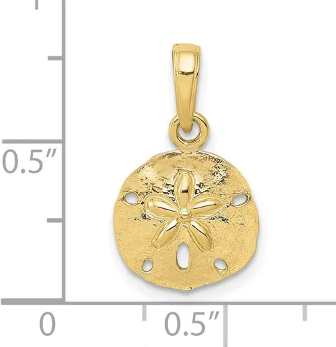 Vista 3 de Colgante de oro amarillo de 10 k con dólar de arena envejecida, 0.551 in x 0.433 in, Metal
