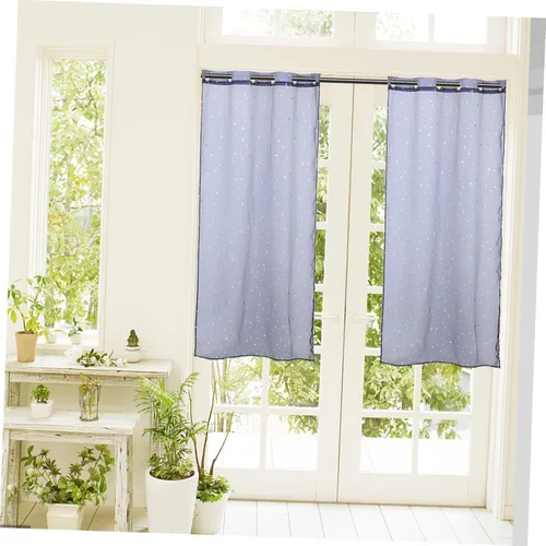 Vista 5 de DECHOUS Cortinas transparentes de gasa azul marino de lujo para sala de estar, dormitorio, ventana de tul
