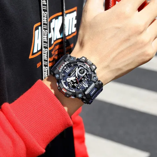 Vista 3 de Reloj militar para hombre al aire libre LED Digital Reloj impermeable táctico ejército de muñeca Relojes deportivos para hombres 8072
