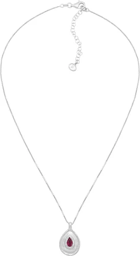 Vista 3 de Silpada Collar con colgante de rubí creado en laboratorio con diseño de flor de pera, en plata de ley, 16 pulgadas + 2 pulgadas, rubí