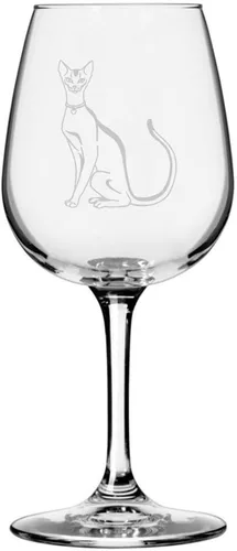 Vista 88 de Copa de vino de 12.75 onzas con temática de gato abisinio grabada para todo uso