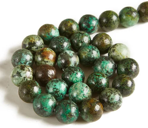 Vista 2 de 60 piezas de cuentas de turquesa africana natural de 6 mm, cuentas de piedras preciosas naturales, cuentas sueltas redondas para hacer joyas