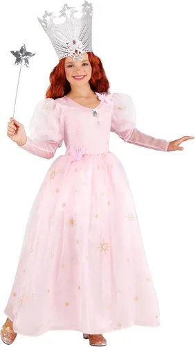 Vista 2 de Disfraz de mago de Oz Glinda la bruja buena para niños, disfraz de mago de Oz Glinda y tiara