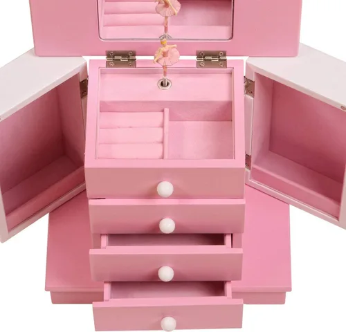 Vista 6 de Mele Co Elise - Joyero musical con cajones para niñas organizador de joyas grabado personalizado para niños niñas pequeñas