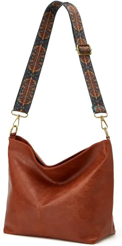 Vista 3 de Bolso Hobo para mujer, bolso cruzado grande de diseñador para mujer, bolso de hombro de piel sintética con correa ancha para el hombro