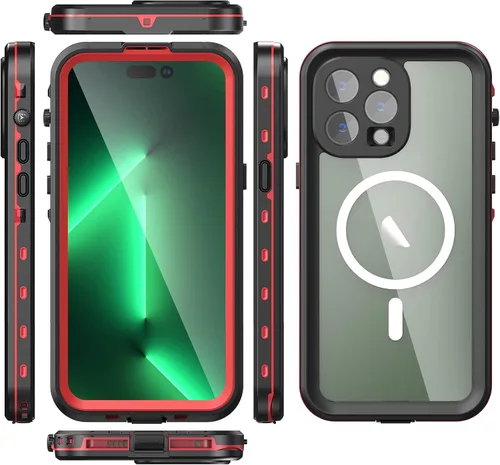 Vista 6 de Funda impermeable para iPhone 14 Pro Max, IP68 impermeable con protector de pantalla integrado, carcasa resistente y pesada para iPhone 14 Pro Max
