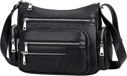 Vista 2 de Over Earth Bolsos cruzados de cuero genuino para mujer con múltiples bolsillos