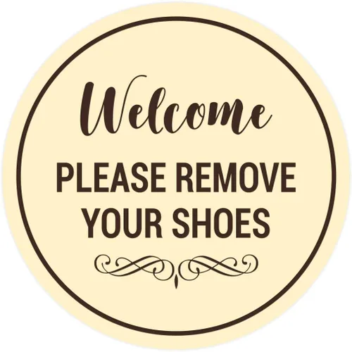 Vista 13 de Signs ByLITA Circle Welcome Please Remove Your Shoes Sign, Negro