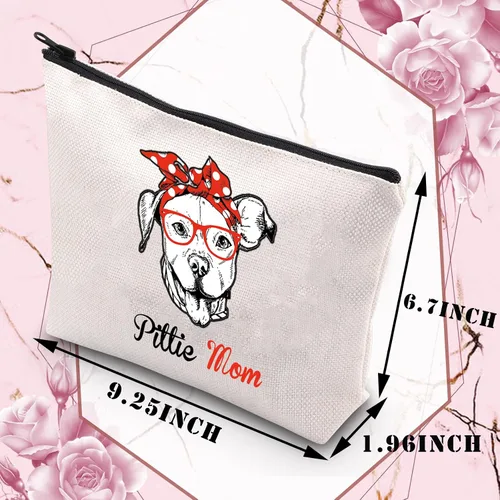 Vista 2 de BDPWSS Pittie Mom Gift Pitbull Dog Lovers Bolsa de maquillaje Pitbull Mama Regalo del Día de la Madre Crazy Dog Lady Bolsa de Cosméticos para Amigo
