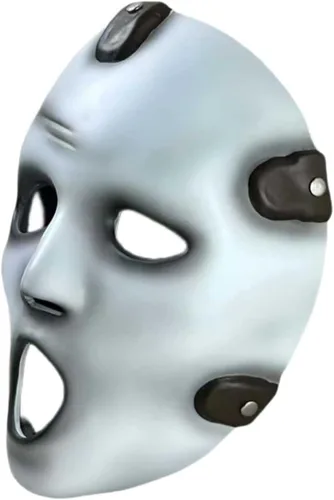 Vista 3 de Divertida máscara de grito de resina para Halloween, fiesta de baile, cosplay, máscara de accesorios plateado