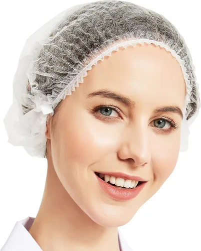 Vista 8 de ProtectX Paquete de 100 redes desechables negras para el cabello, cubierta elástica para la cabeza, gorras Bouffant, cubierta de cabeza