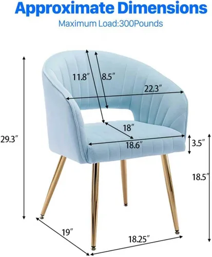 Vista 3 de KCC Silla de Escritorio Moderna de Terciopelo Sillón de Acento Tapizado Sillas Copetudas Sillas de Comedor, Sillas de Tocador Copetudas Silla