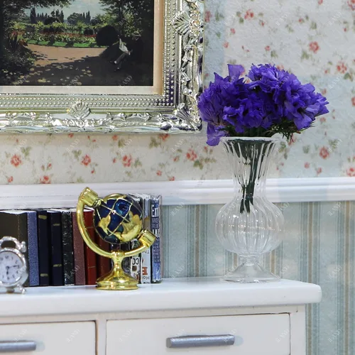 Vista 7 de iLAND Accesorios de casa de muñecas en miniatura para muebles de casa de muñecas, jarrones de vidrio con juego de flores secas (4 piezas elegantes)