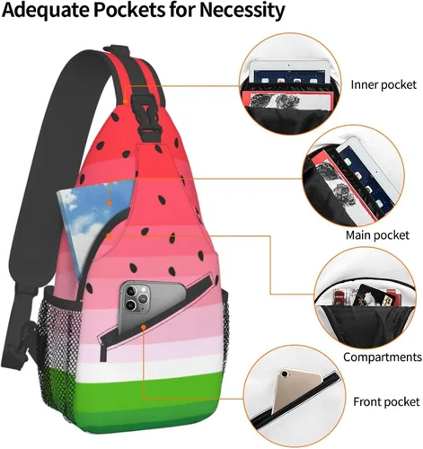Vista 4 de Bolso bandolera impreso personalizado para mujeres y hombres, mochila cruzada para el hombro, bolsas de pecho, gimnasio, viajes, senderismo, mochila