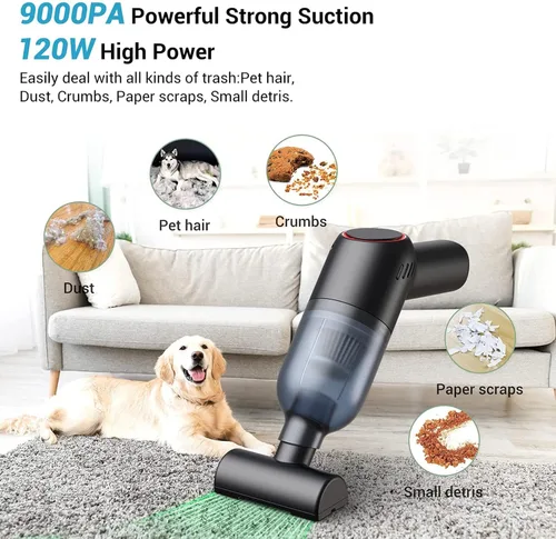 Vista 3 de Aspiradora de mano inalámbrica para pistola de acolchonamiento, accesorios para alfombras, mini aspiradora, 9000 PA 120 W, aspiradora portátil