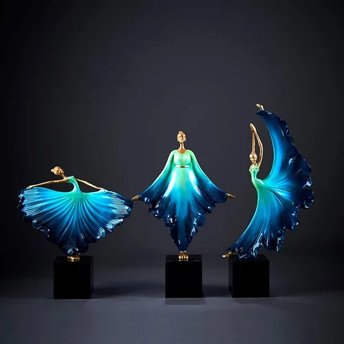 Vista 6 de Escultura china de feng shui, estatua de escritorio, adorno de personaje de niña, escultura de baile, adornos para porche, sala de estar
