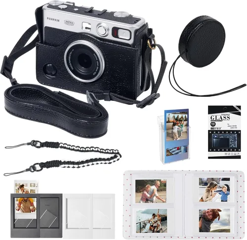Vista 15 de CAIYOULE - Funda para cámara instantánea Fujifilm Instax Mini EVO, color negro Protective Camera Accessories Kit for Instax Mini EVO with Picture