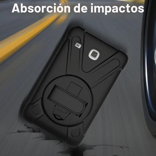 Vista 6 de Funda para Samsung Galaxy Tab E 8.0, resistente híbrida, a prueba de golpes, con función atril y correa de mano para Samsung Galaxy Tab E 32GB