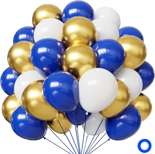 Vista 8 de Hiquaty Globos negros y dorados, 60 globos negros, globos dorados de 12 pulgadas, globos de confeti negro y dorado con cinta dorada para decoración