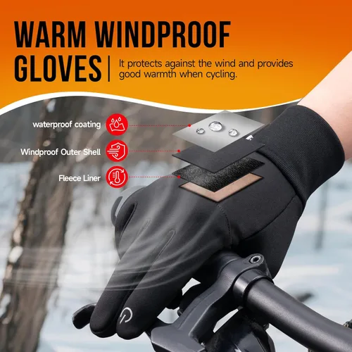 Vista 4 de Benirap Guantes de invierno para hombres y mujeres, cálidos para pantalla táctil, resistentes al viento, guantes térmicos para ciclismo, correr