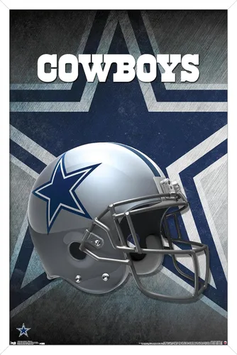 Vista 7 de Trends International NFL Dallas Cowboys - Póster de pared con casco 16, 14.725 x 22.375 pulgadas, versión enmarcada de madera de granero Versión