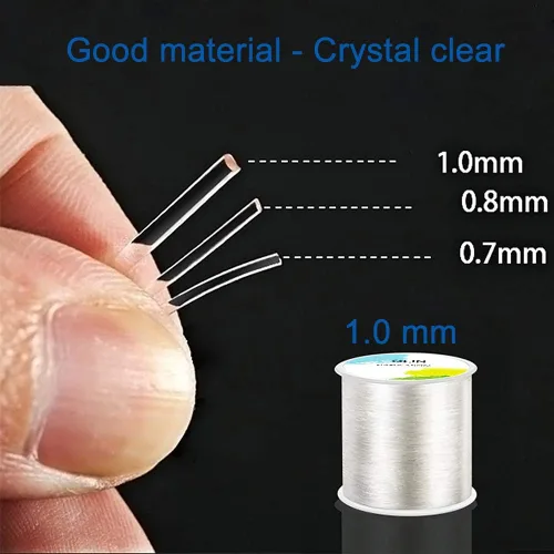 Vista 4 de Cordón de joyería de 320 pies, cuerda elástica de cuentas de cristal, línea elástica transparente y brillante, puede pasar fácilmente a través