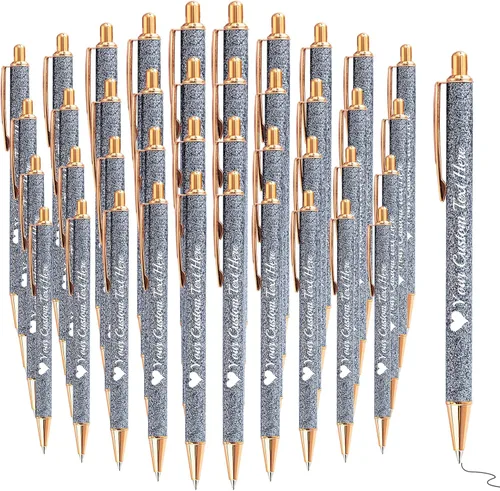 Vista 67 de Bolígrafos con purpurina personalizados con nombre, bolígrafos bonitos y bonitos personalizados, bolígrafos retráctiles de tinta negra, suministros