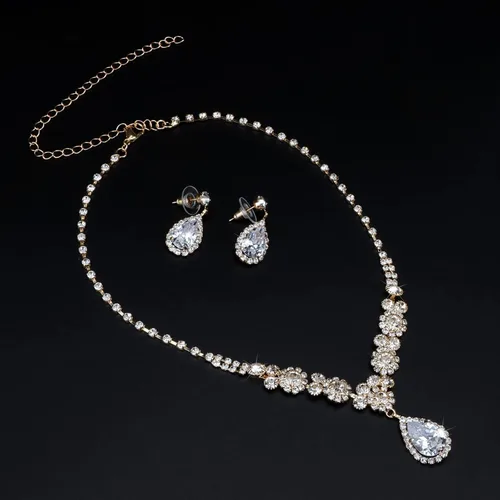 Vista 6 de COCIDE Silver Jewelry Set for Women Crystal Tiara and Necklace Kit for Girls Rhinestone Crown Earrings Neck Accessories for Bride Wedding Birthday