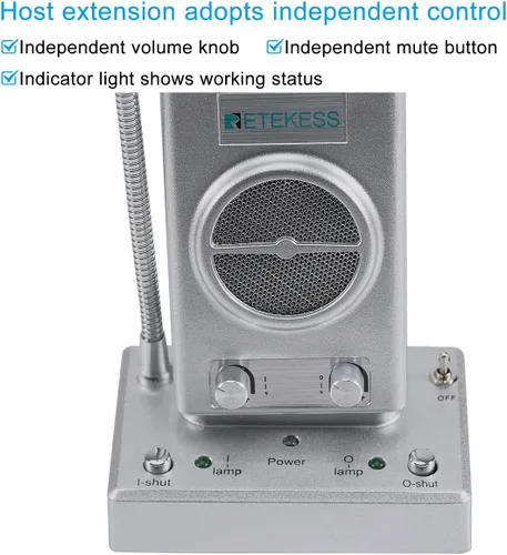 Vista 5 de Retekess TW102 Intercomunicador de ventana, sistema de intercomunicación, micrófono de 8 M, micrófono inalámbrico de conexión, altavoz para escuela