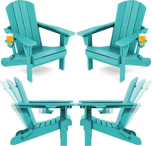 Vista 34 de SERWALL Silla Adirondack plegable ajustable, silla Adirondack reclinable con 3 posiciones reclinables, HDPE para todo tipo de clima, Adirondack