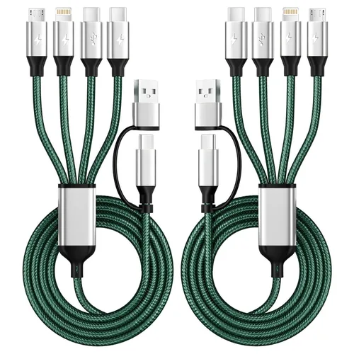 Vista 8 de Cable divisor USB C multi carga para múltiples dispositivos, cable de carga rápido 4 en 1, cable de carga de teléfono USB C trenzado con 4 Azul