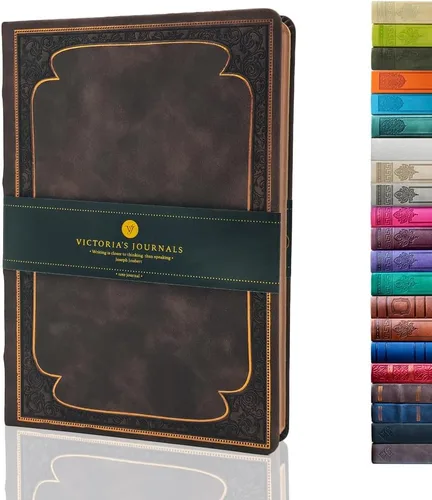 Vista 11 de Victoria's Journals Cuaderno con forro de cuero sintético y tapa dura, diario de viaje con diseño vintage de aspecto antiguo, tamaño A5, 5.7 x 8.1
