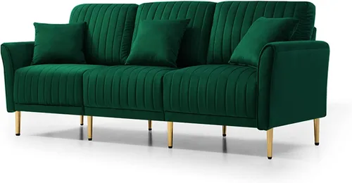 Vista 4 de Sofás modulares de tela de terciopelo moderno, juego de sofá modular de estilo de mediados de siglo, incluye sofá de 3 plazas, sofá biplaza, sillón