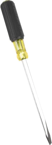 Vista 7 de Klein Tools 600-8 desarmador de cabeza plana con punta keystone de 3/8 pulgadas, mango cuadrado resistente de 8 pulgadas, negro