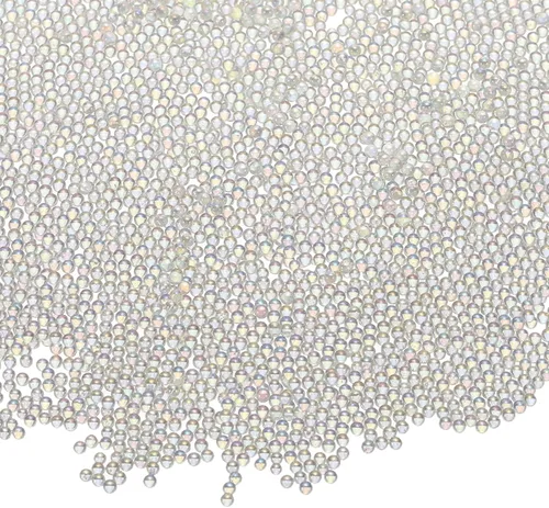 Vista 25 de Cuentas de vidrio iridiscente diminutas de burbuja, 0.4-3mm 10g Cuentas redondas micro mini transparentes sin agujero en forma de gota de agua