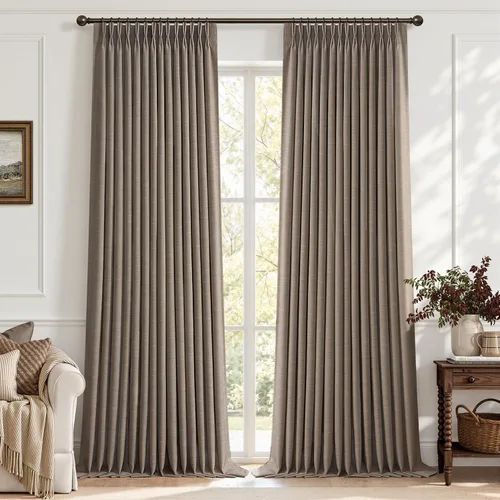 Vista 31 de Topfinel - Cortinas opacas plisadas de 96 pulgadas para dormitorio, 2 paneles Natural