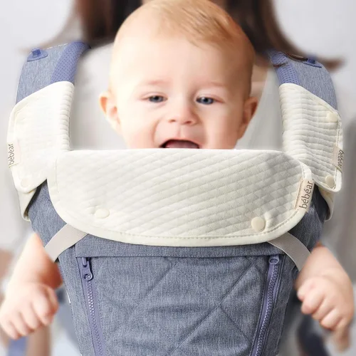 Vista 18 de Bebamour Babero reversible de algodón para todas las posiciones de transporte, babero blanco para niños y niñas (elefante)